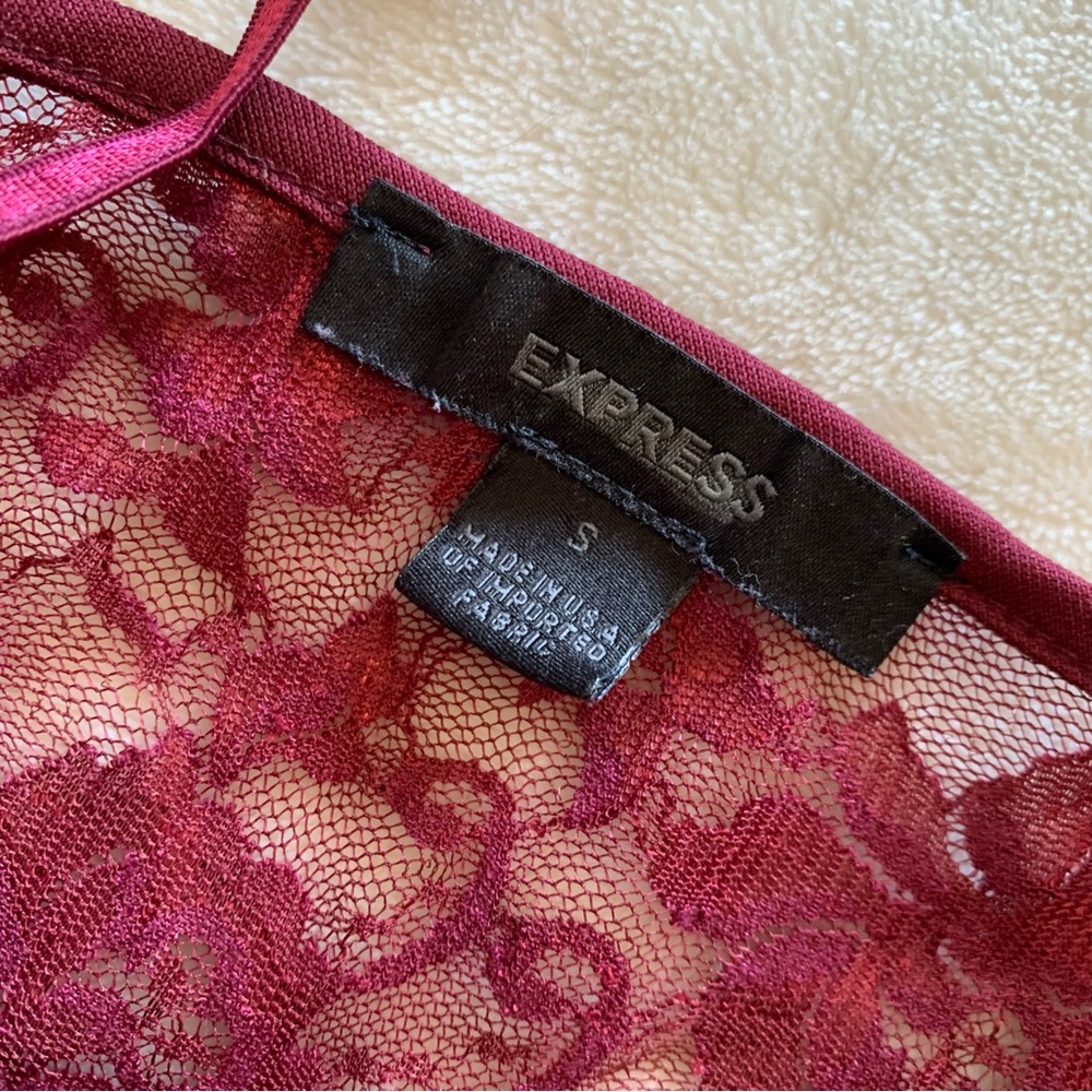 Express Burgundy Lace Bustier Tank Top - Picture 7 of 8